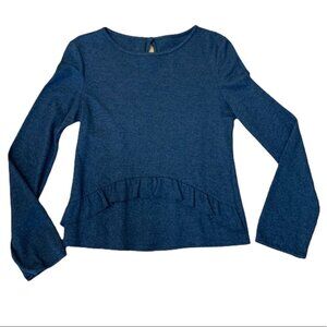 Gay Giano Charcoal Gray Angora Wool Ruffle Scoopneck Sweater